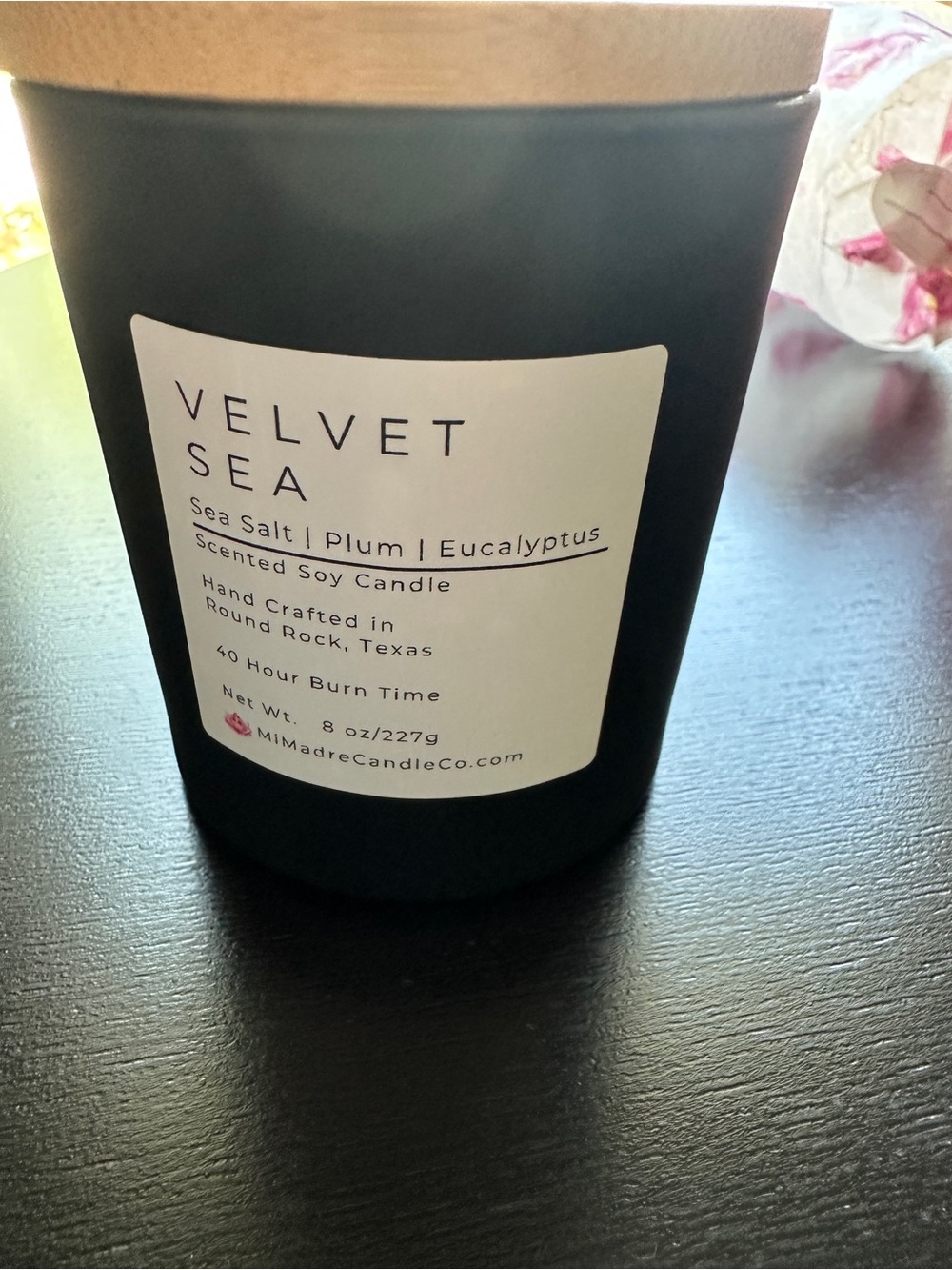 Velvet Sea Scented Soy Candle - Black Jar with Wood Lid‎
